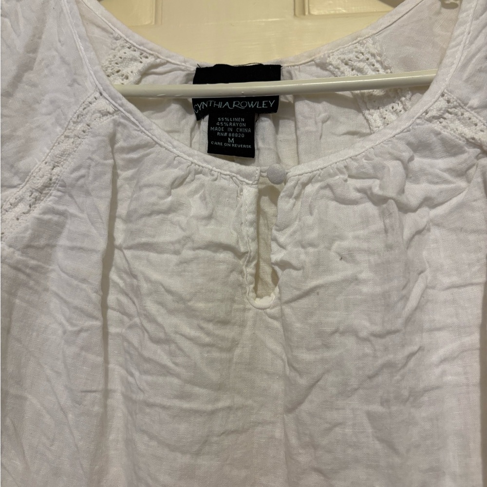 Cynthia Rowley White quarter sleeve classic elegant fall winter Blouse shirt - Picture 3 of 11